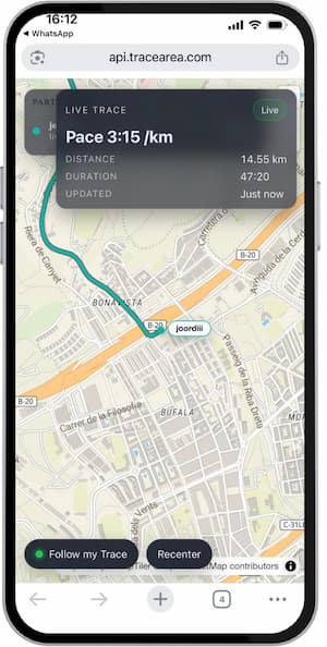 Live map opened from a Live Share link