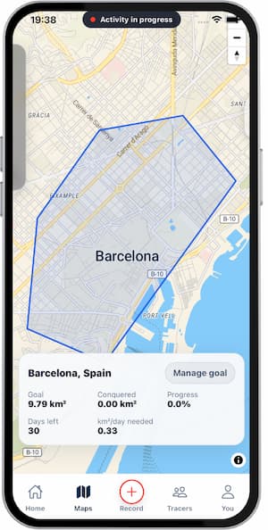 Goal view with territory objective progress