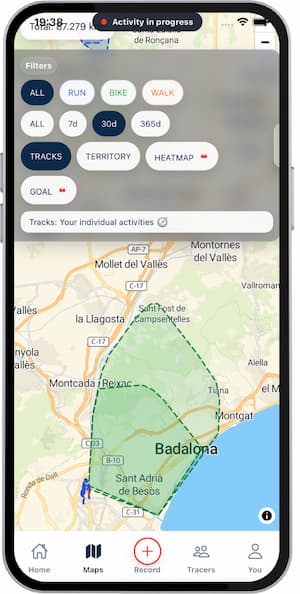 Tracks view with filters