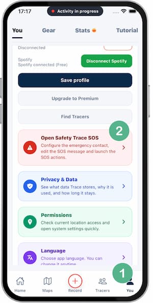 Safety Trace SOS screen screenshot 1