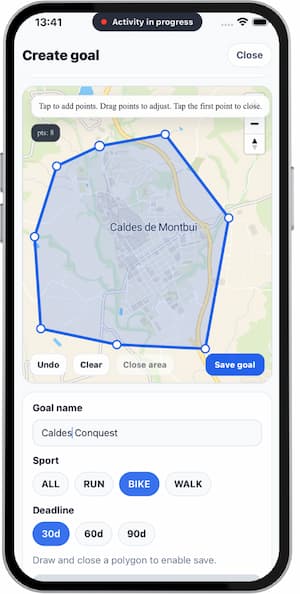 Goal map showing territory conquest progress