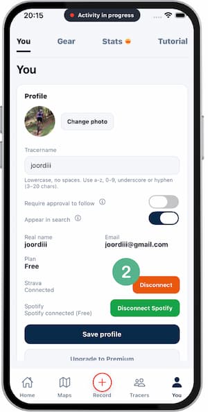 Connect Strava button and authorization step