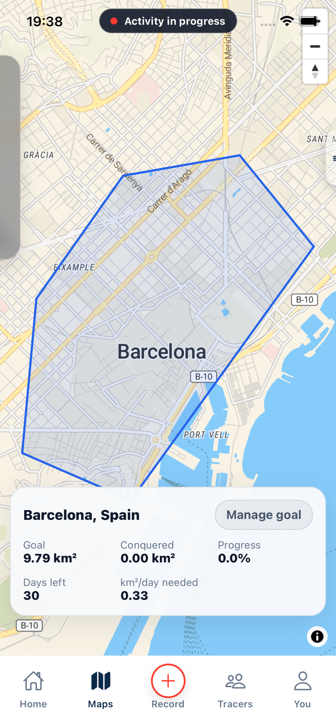 Trace goal creation map