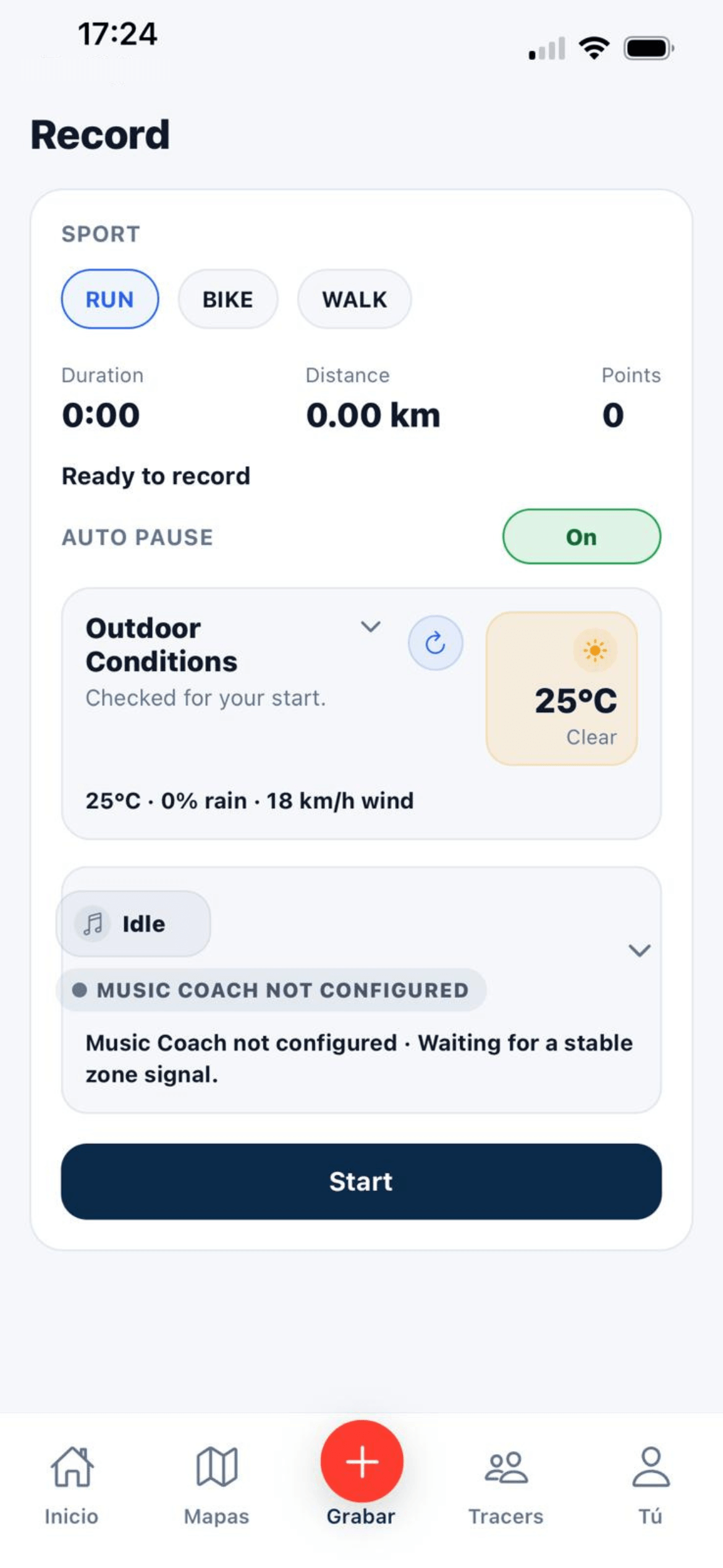 Trace record activity screen
