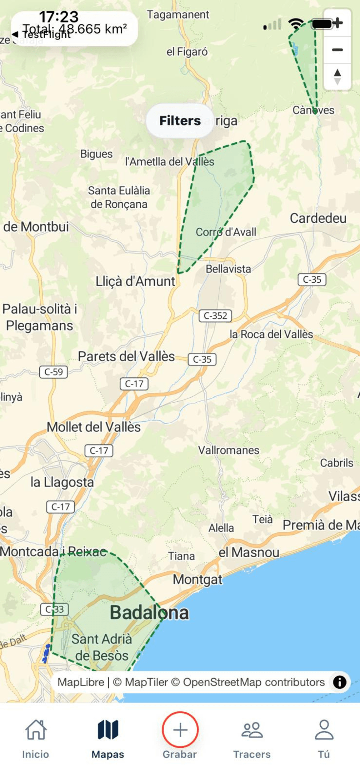 Territory map view in Trace